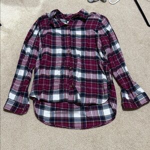 American Eagle Outfitters Kids Plaid Shirt - Burgundy and Navy